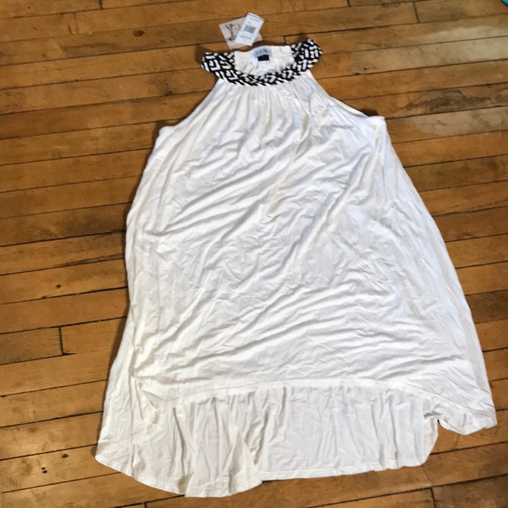 Jordan Taylor Ivory Nightgown Black Geometric Halter XL JD15035 NWT